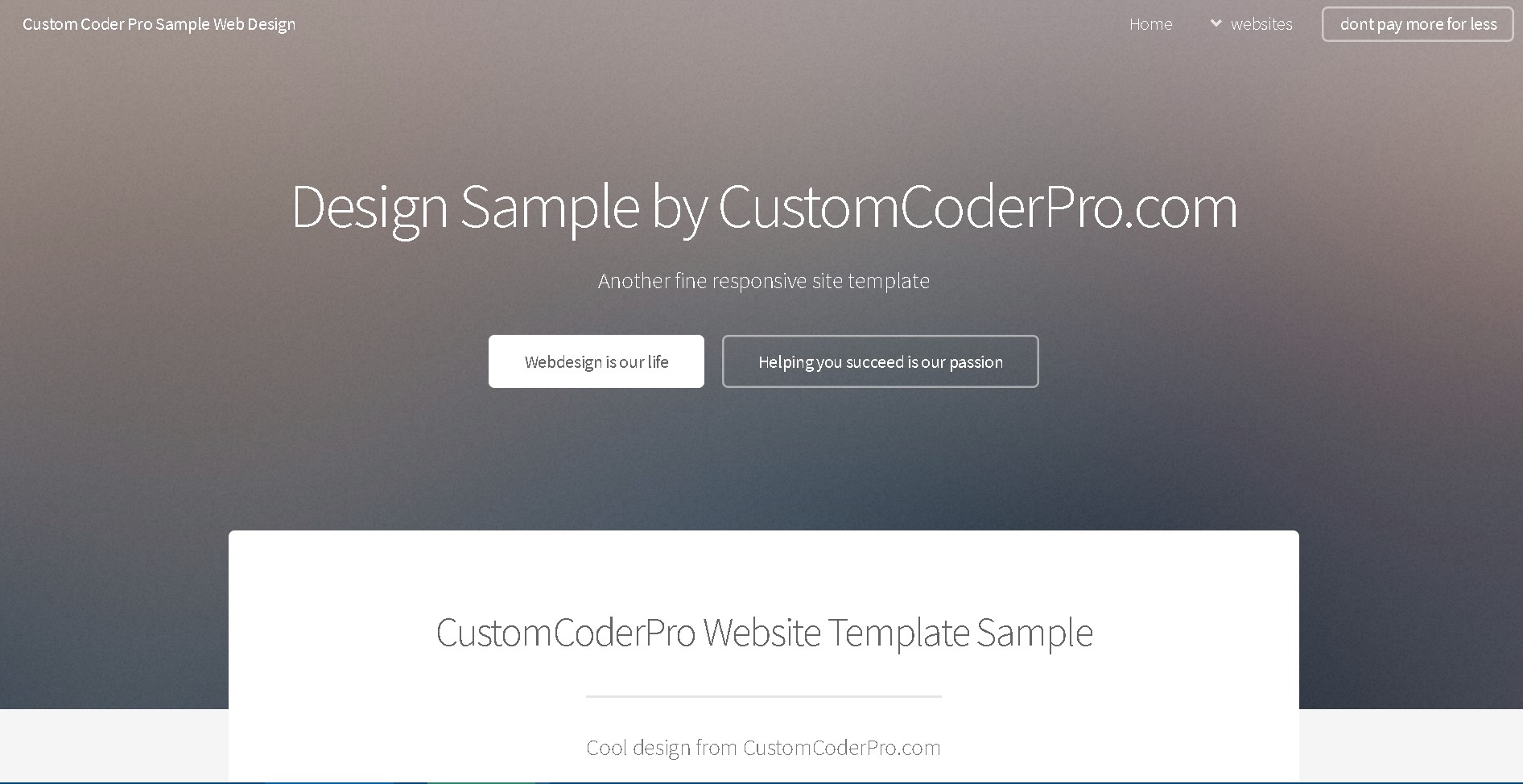 Cusom Coder Pro Webdesign Sample
